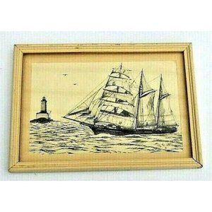 Noel Day Art Print "Heading for Oregon" Barkentine "North Bend" Lumber Ship 1983